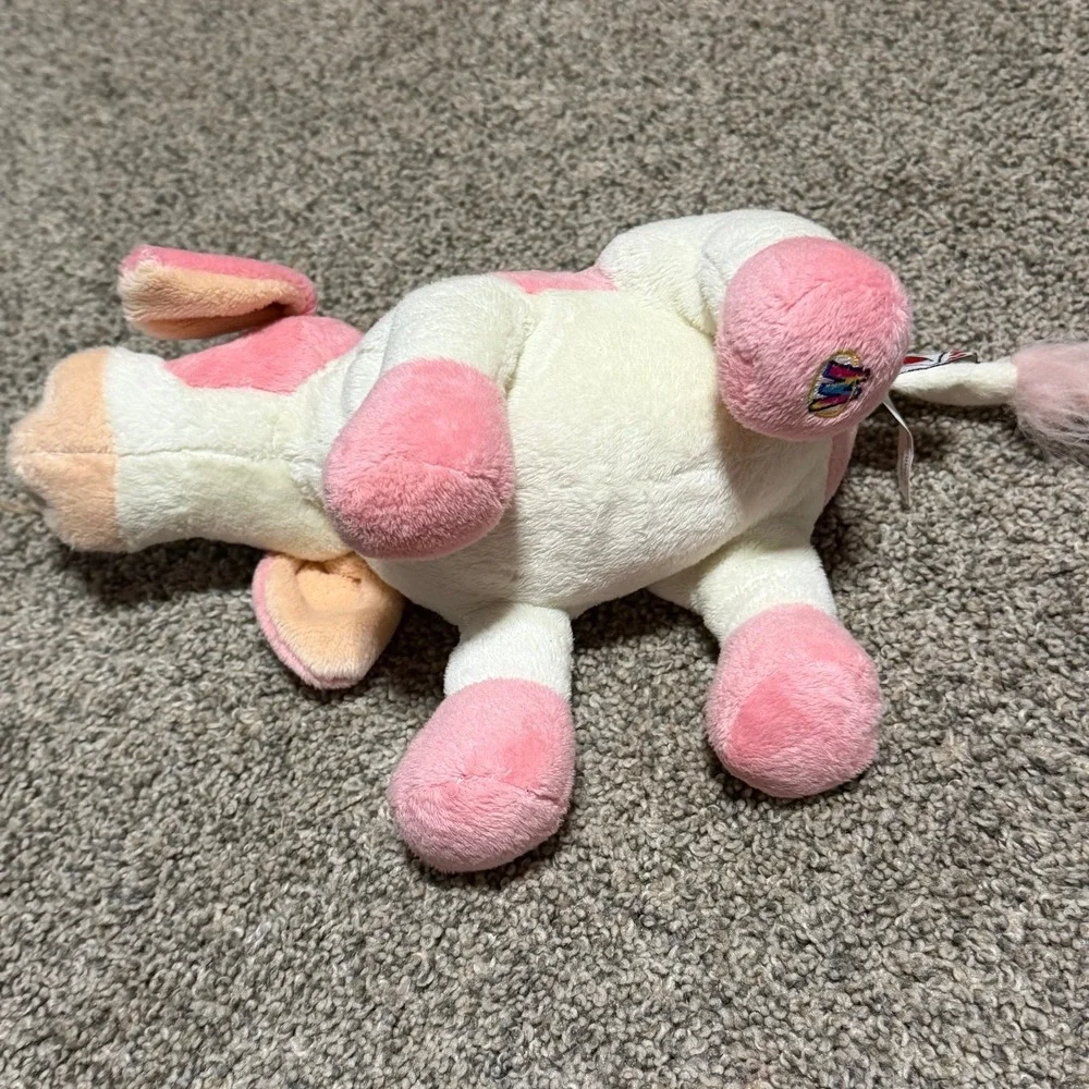 Webkinz Strawberry Cow Plush HM500 Ganz Pink White Stuffed Animal No Code